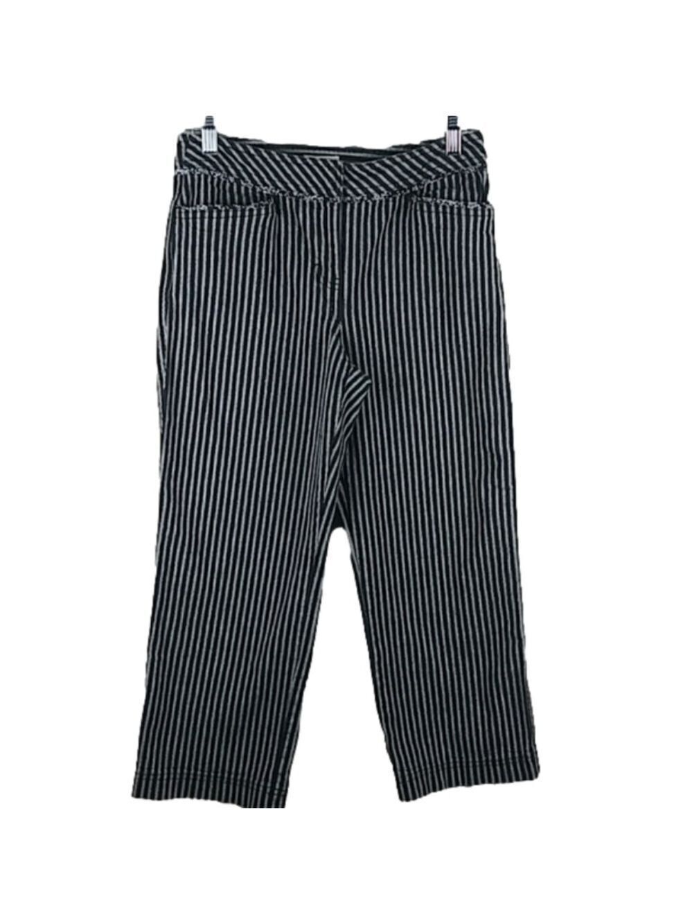 Ann Taylor Loft Petite Laura Blue Pin Striped Mid Rise Straight Cropped Pant